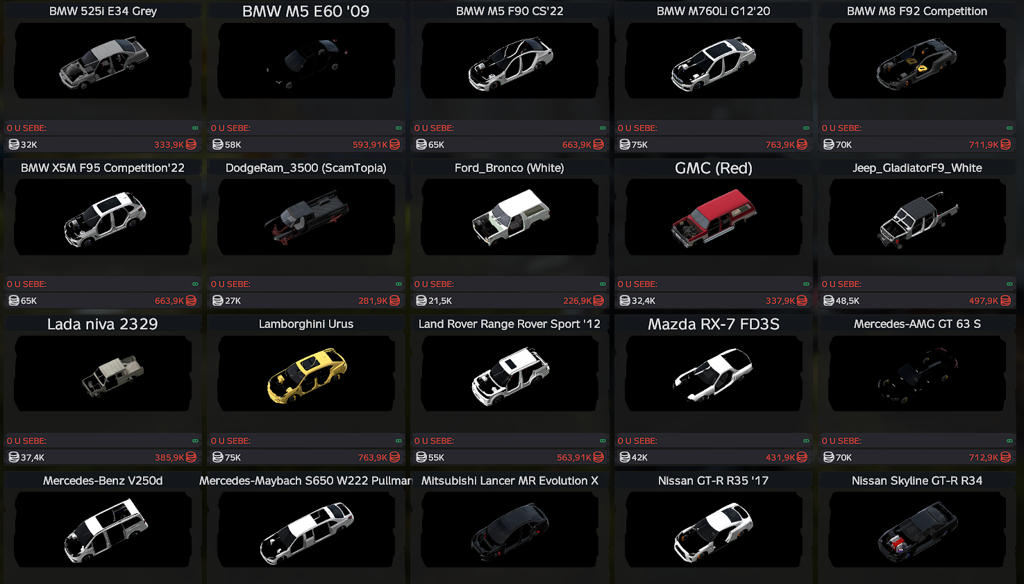 Modovaná vozidla a helikoptéry